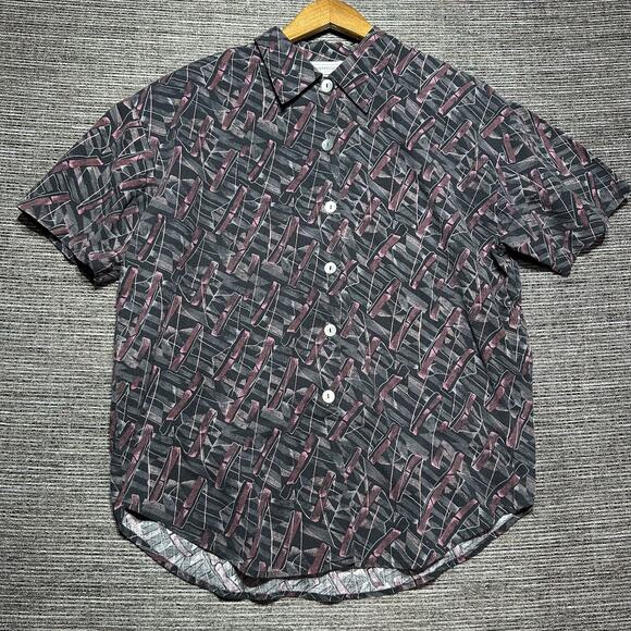 Impressions Tops - Impressions of California Shirt Women's L Black Short Sleeve Button Up Vintage